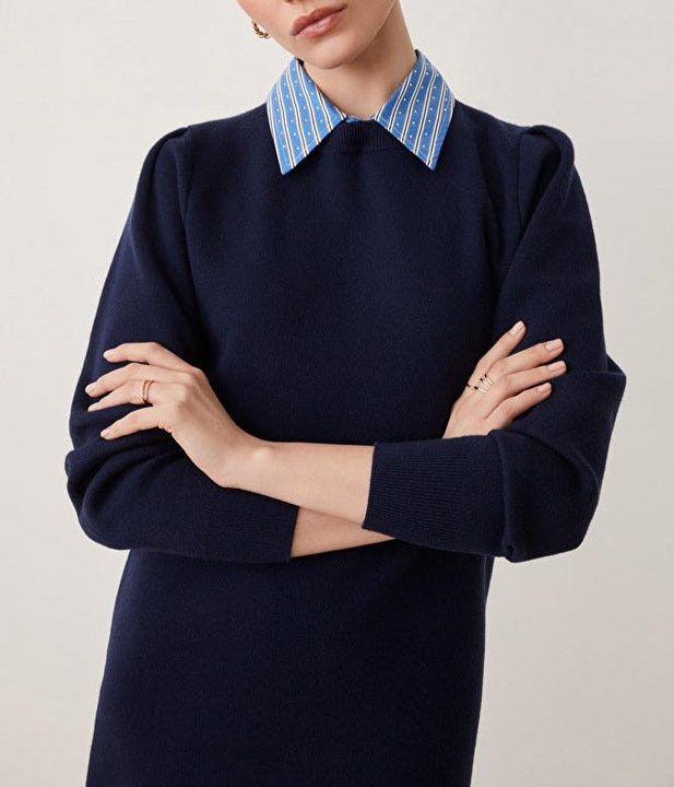 Navy Embellished Chanty Sweater Dress