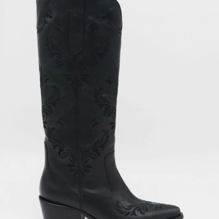 Black Leather Western Jolene Boots