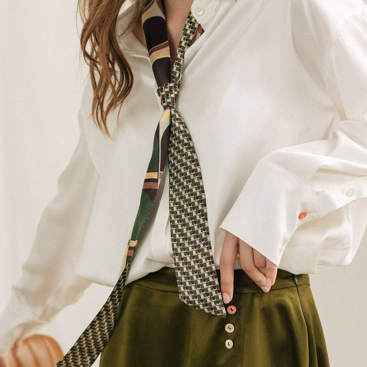 Green Modular Silk Twilly Scarf