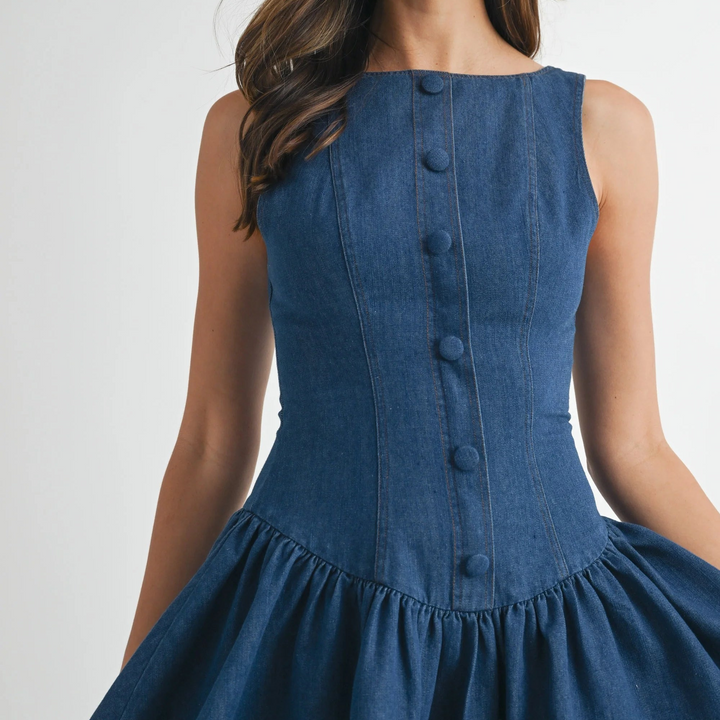 Denim Low Waist Mini Dress