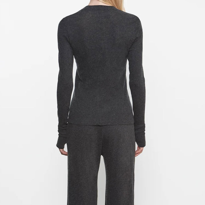 Charcoal Cashmere Easy Cuffed U Top