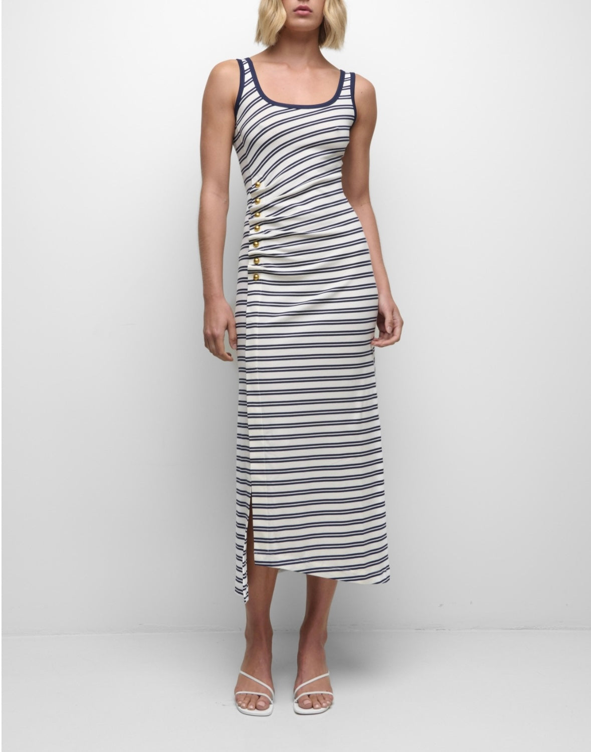 striped jersey midi dress Eve Jersey Midi Dress - Blue and Ivory Stripe