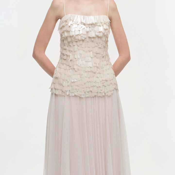 Sand Maxine Bustier Midi Dress