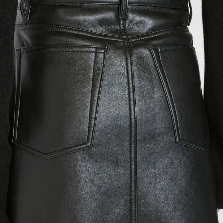 Black Recycled Leather Skirt