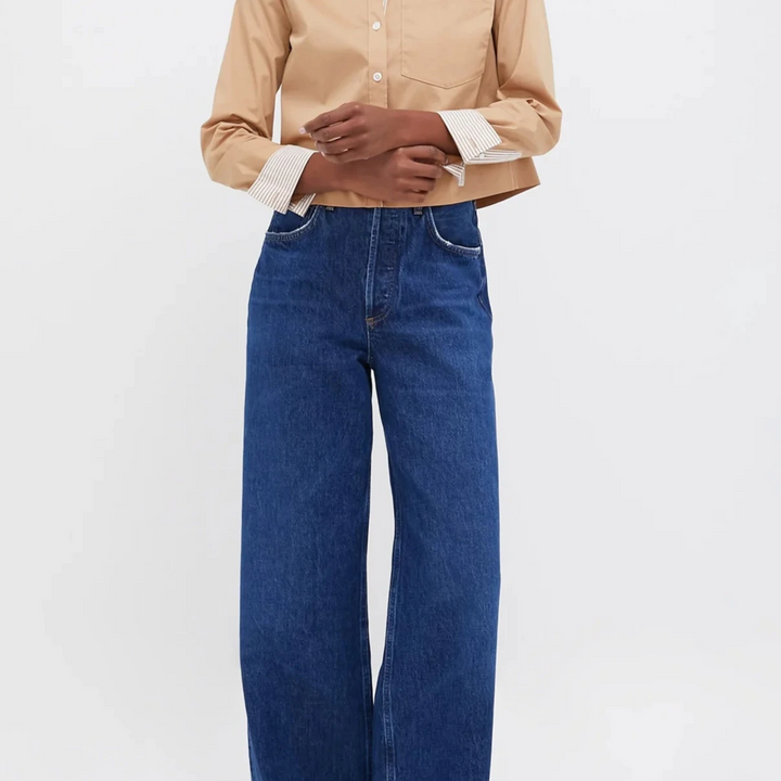Khaki Maia Double Collar Top