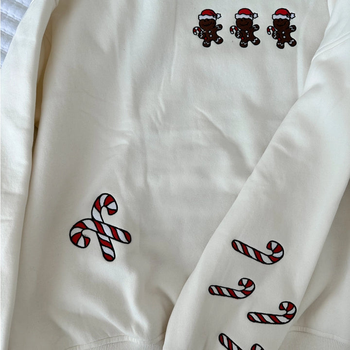 Gingerbread Recipe Christmas Embroider Sweatshirt