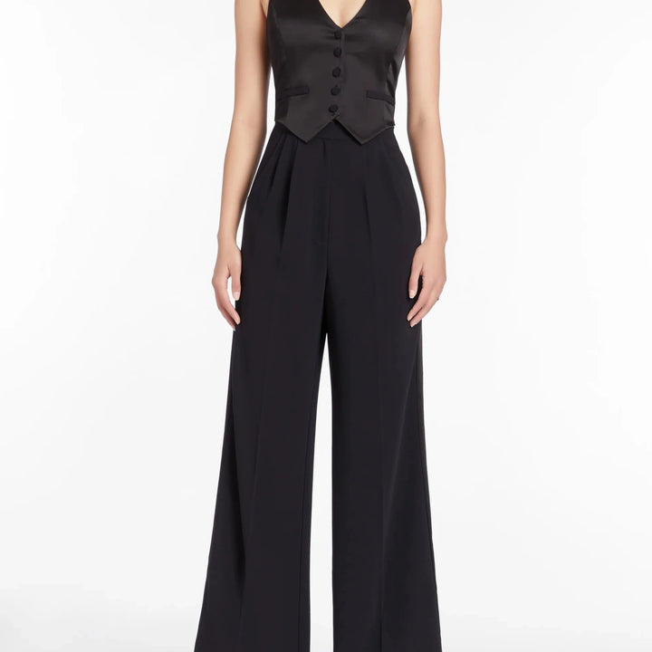 Black Satin Isadore Jumpsuit