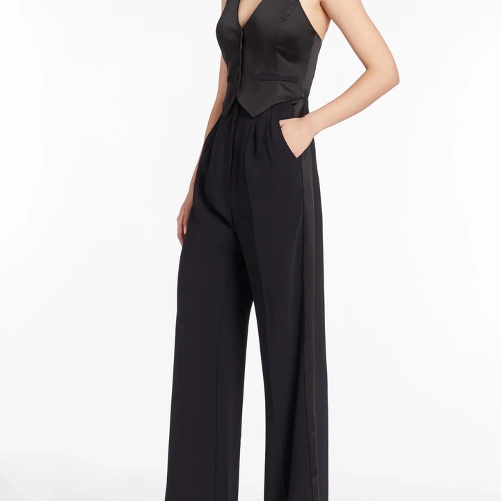 Black Satin Isadore Jumpsuit