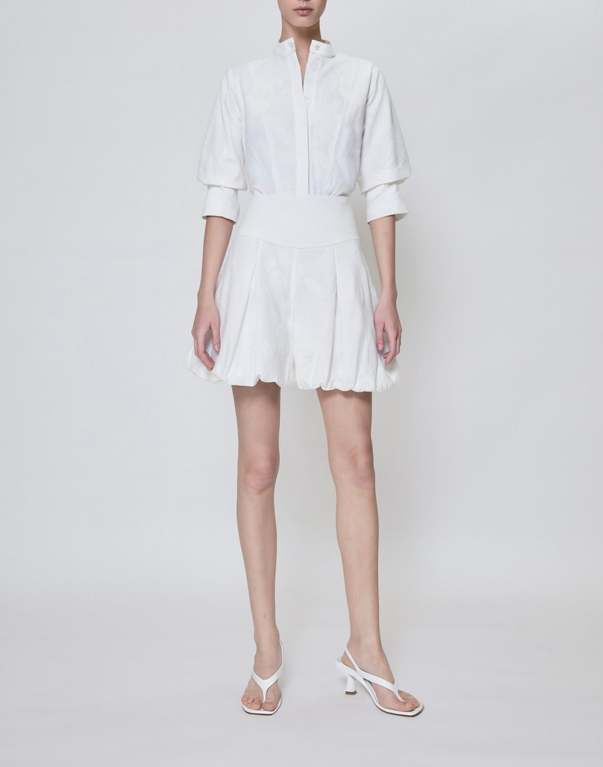 simkhai effie bubble mini dress SIMKHAI Poplin Bubble-Hem Effie Mini Dress