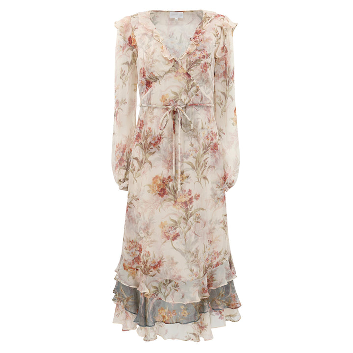 Ivory Brocade Violet Dress