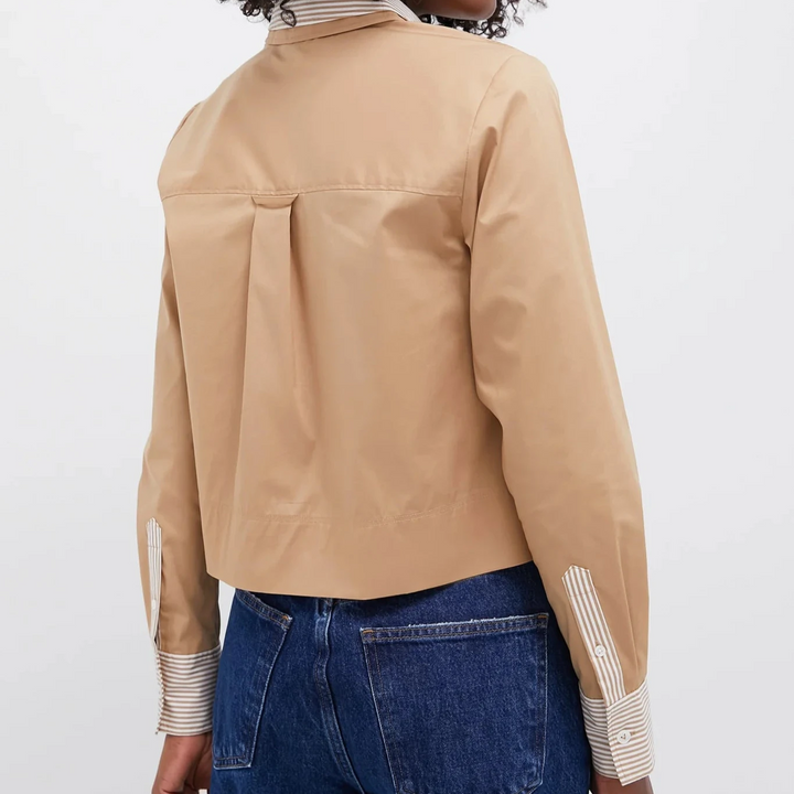 Khaki Maia Double Collar Top