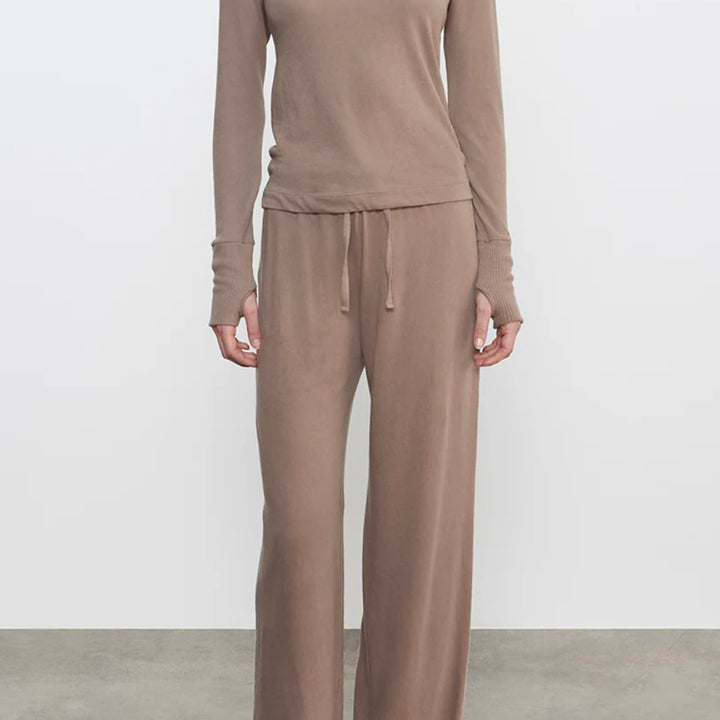 Walnut Cashmere Easy Cuffed Crew