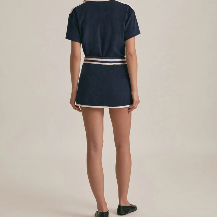 Navy Crop Beach Shirt
