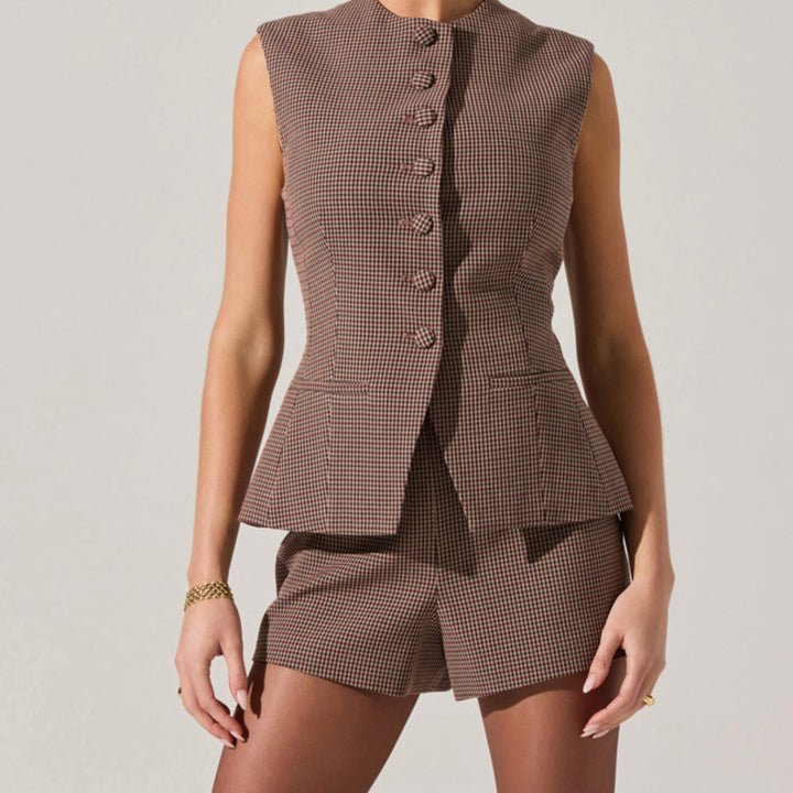 Brown Plaid Giselle Shorts