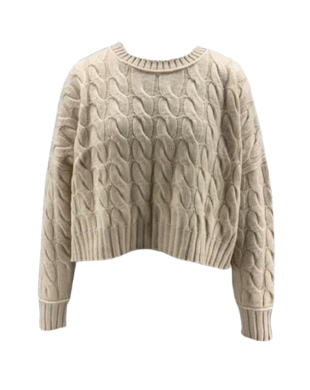 Cream Cecilie Crop Cable Pullover