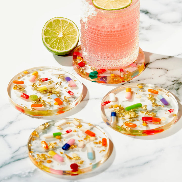 Pill + Gold Coasters - Set of 4