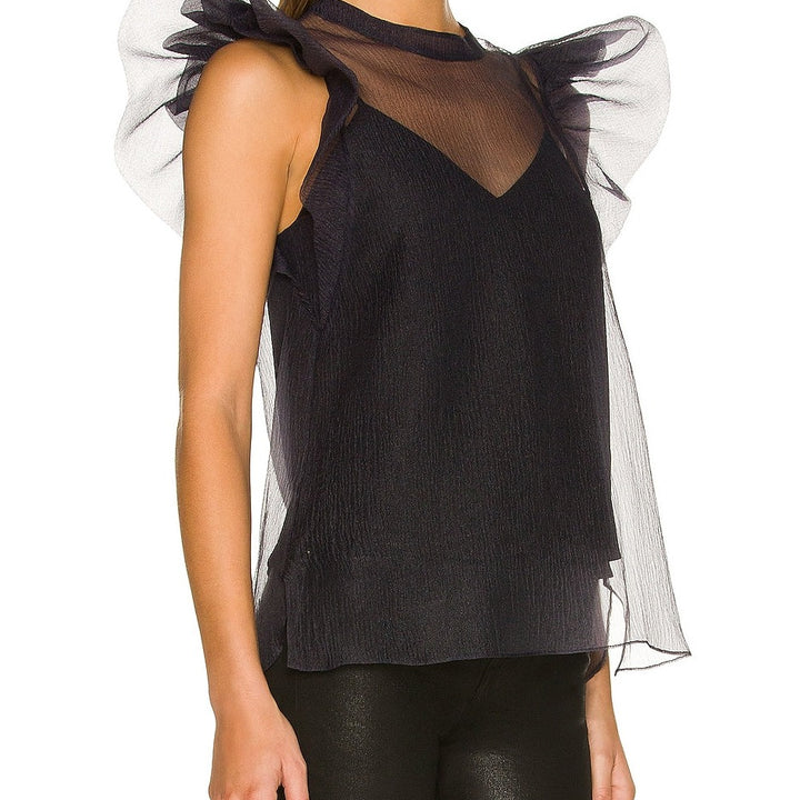 Black Corina Ruffle Sleeve Top