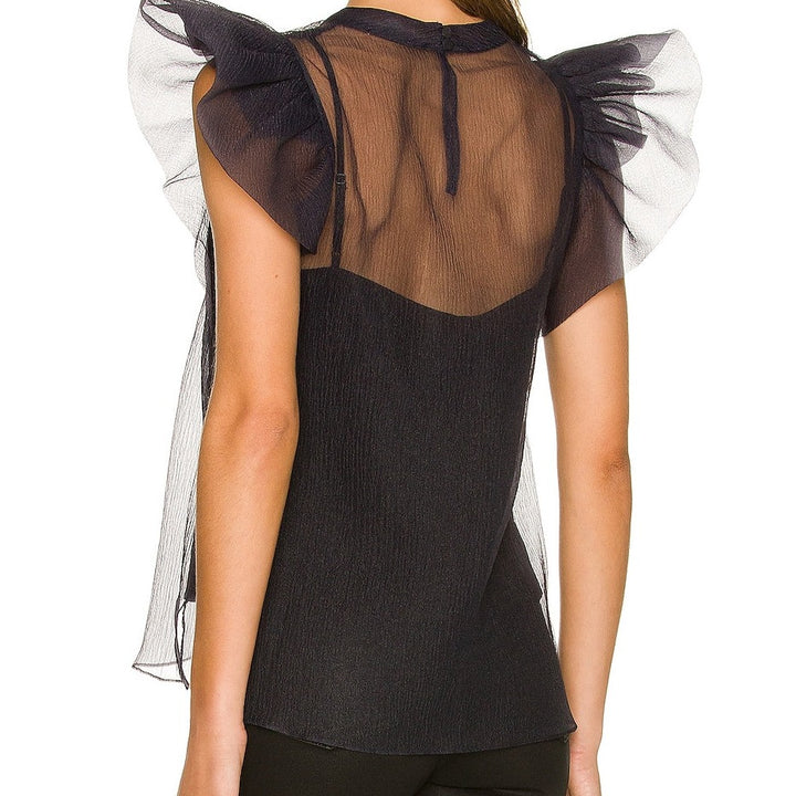 Black Corina Ruffle Sleeve Top