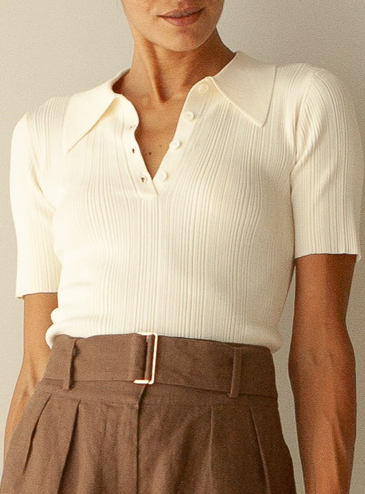 Ivory Maya Knit Polo