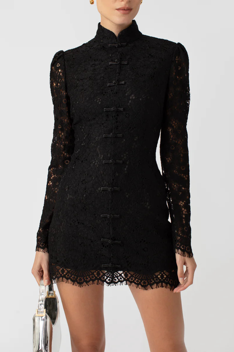 〜4/5 限定発売　Poppy lace mini dress black Black Raine Mini Dress