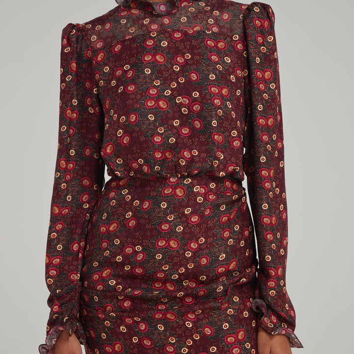 Dotted Wine Rina Dress