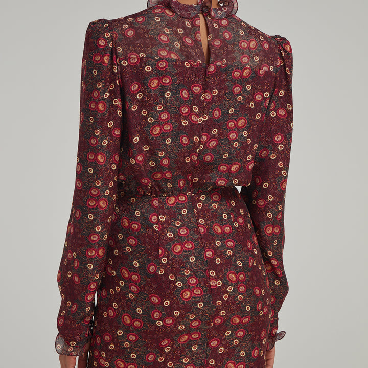 Dotted Wine Rina Dress
