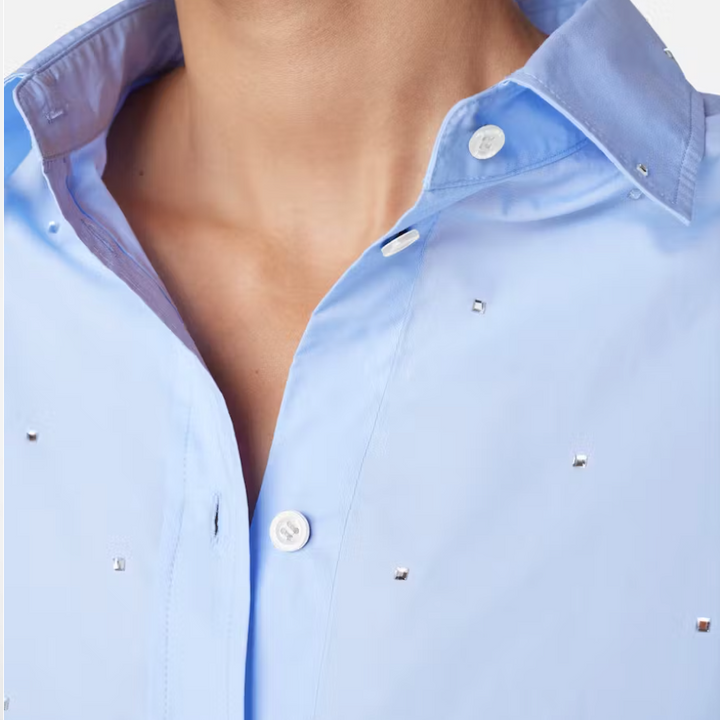Blue Oversized Rhinestone Shirt