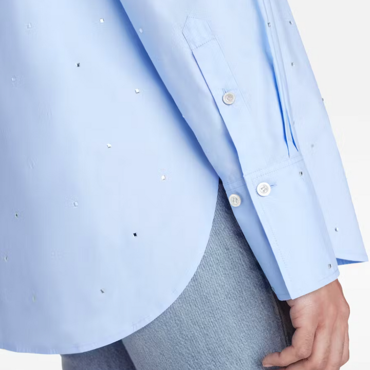 Blue Oversized Rhinestone Shirt