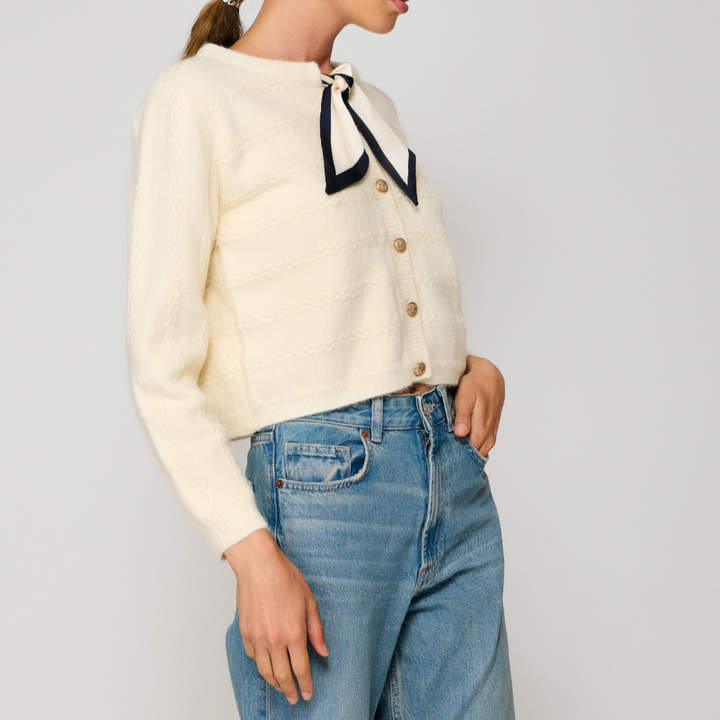 Cream Agnes Scarf Sweater