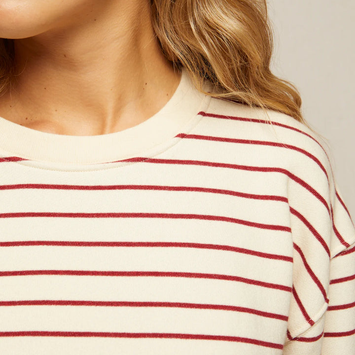 Tyler Red Natural Stripe Pullover Sweatshirt