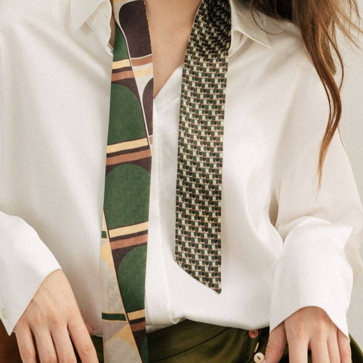 Green Modular Silk Twilly Scarf