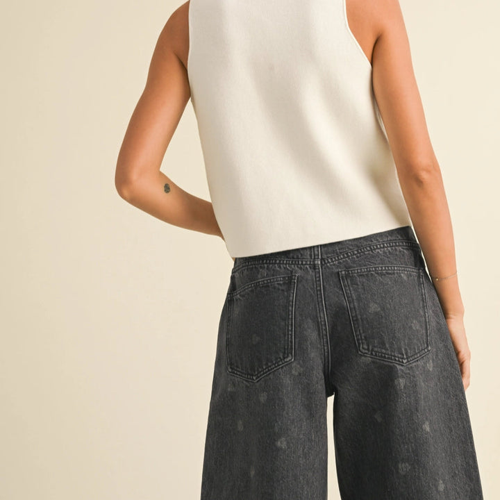 White Metal Button Detail Knit Vest