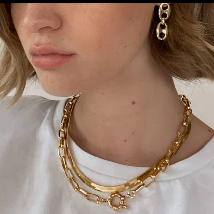 Gold Natalia Herringbone Necklace