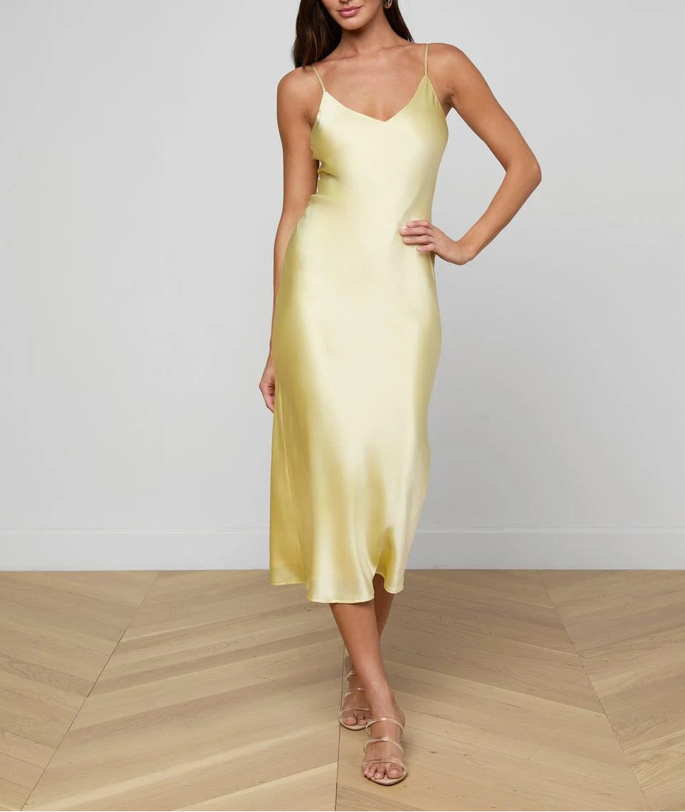 Lemon Sorbet Midi Slip Dress