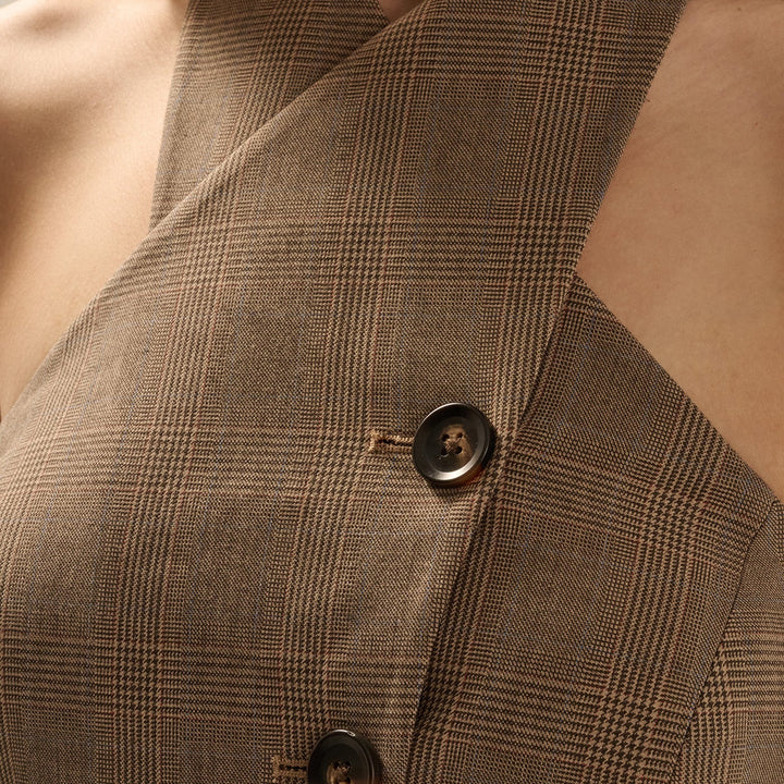 Java Plaid Crossover Vest