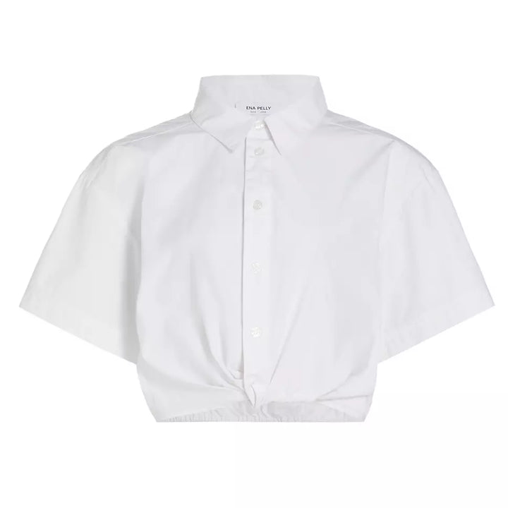 White Twist Cropped Shirt