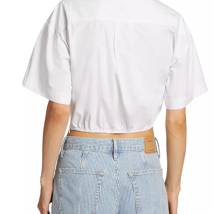 White Twist Cropped Shirt