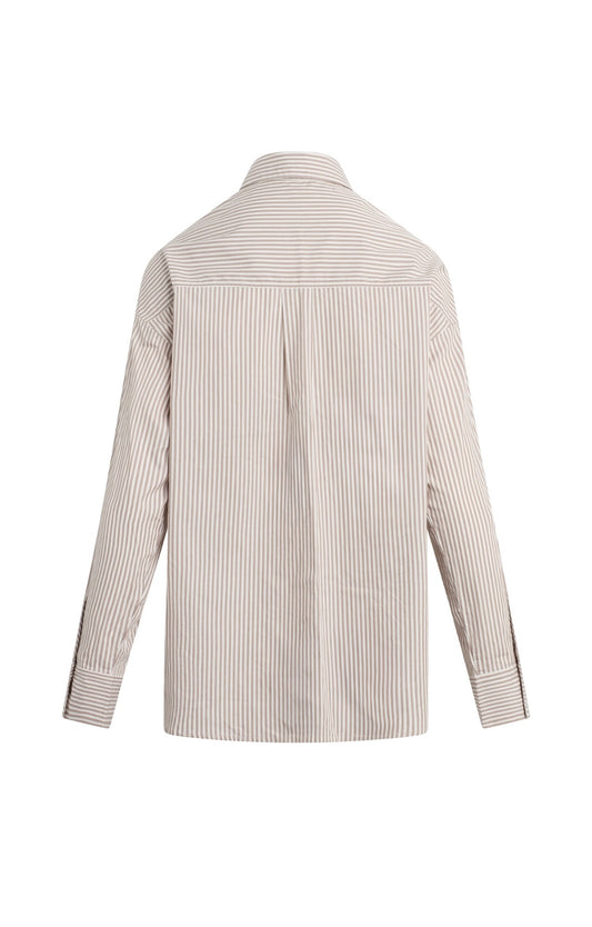 Soft Taupe Striped Ex-Boyfriend Shirt