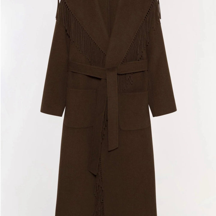 Chocolate Carrie Fringe Robe Coat