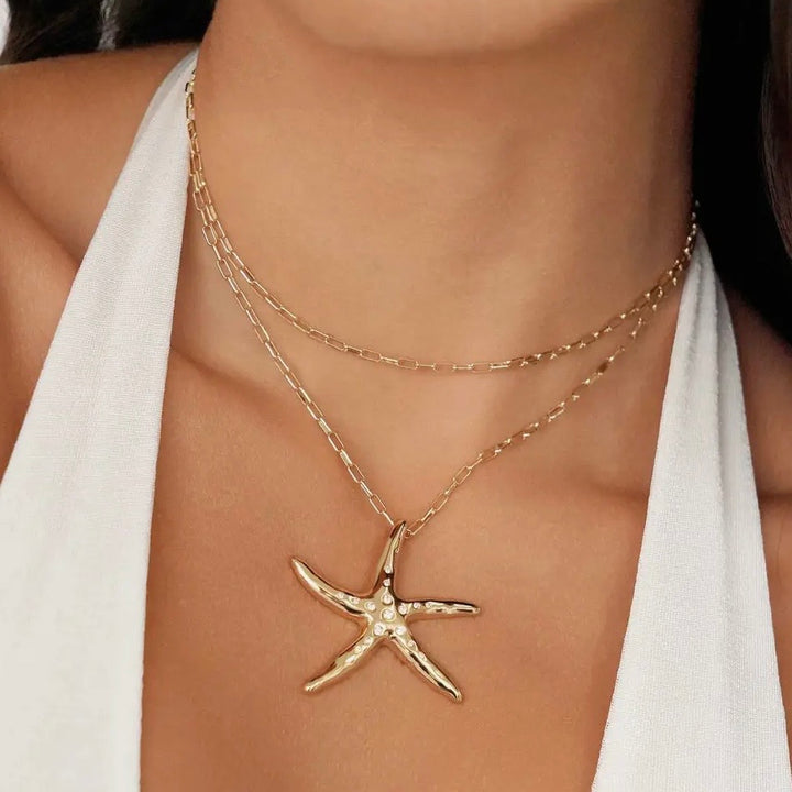 Gold Starfish Luxe Pendant Necklace