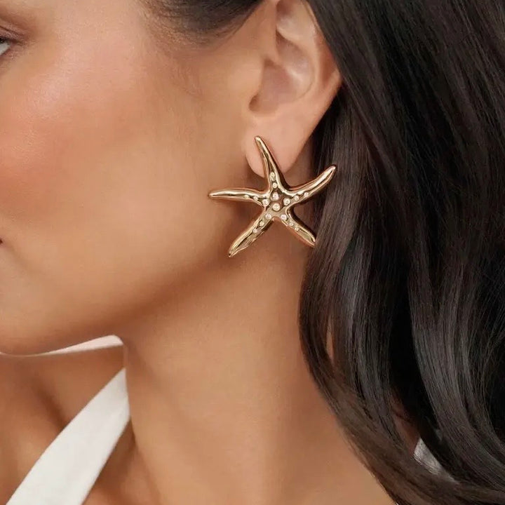 Gold Starfish Luxe Earrings
