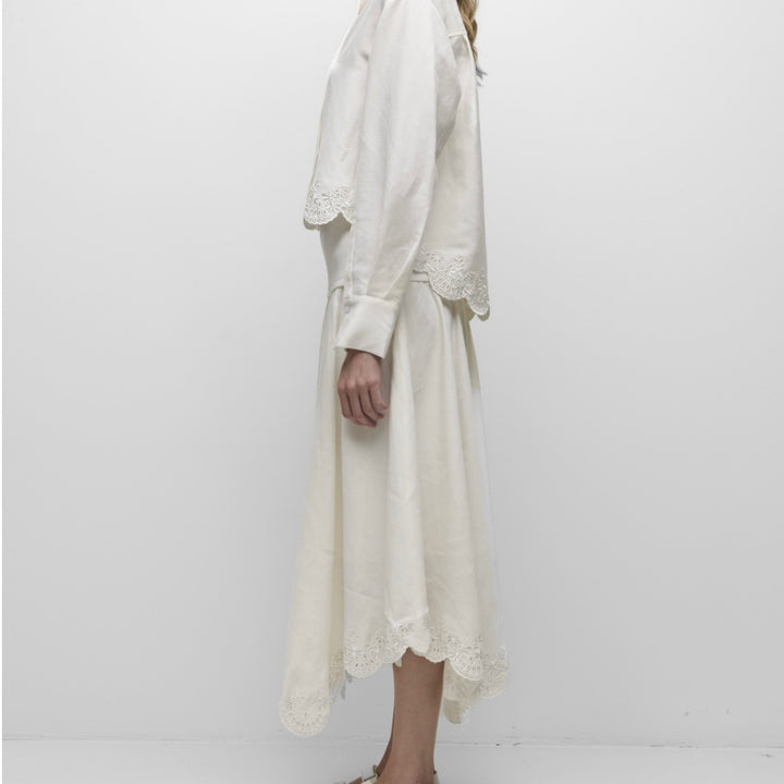 White Ames Embroidered Linen Shirt