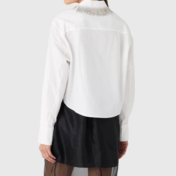 Renata Embellished Cropped Button Down