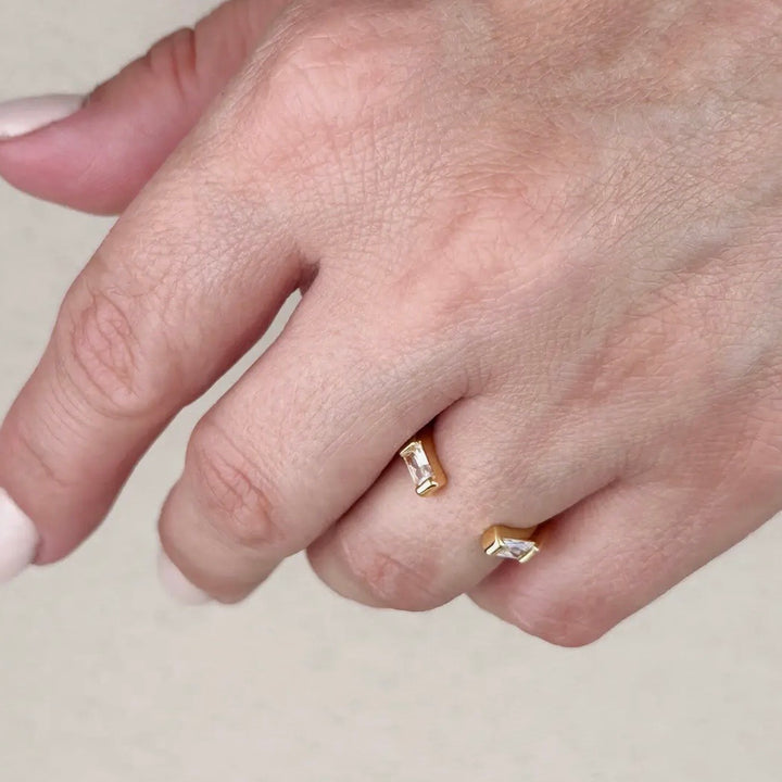 Gold Baguette CZ Band Ring