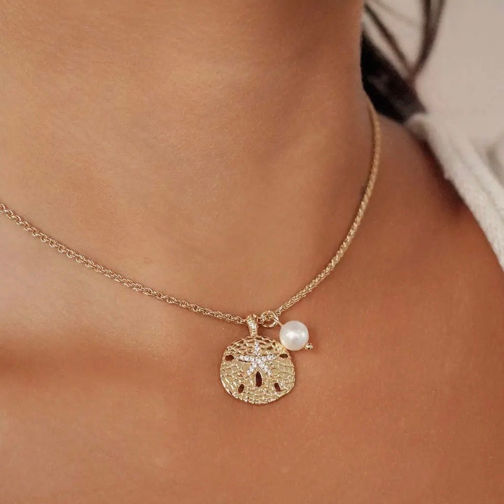 Gold Sand Dollar Charm Necklace