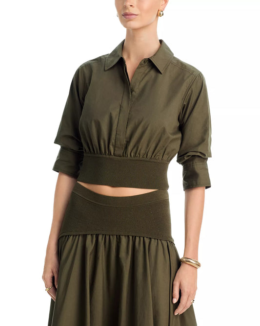 Green Stiles Crop Shirt