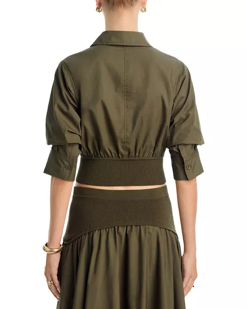 Green Stiles Crop Shirt