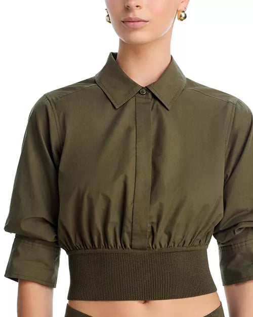 Green Stiles Crop Shirt
