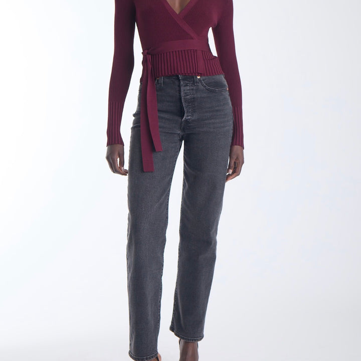 Carbernet Freya Knit Wrap Top