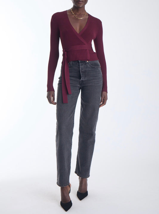 Carbernet Freya Knit Wrap Top